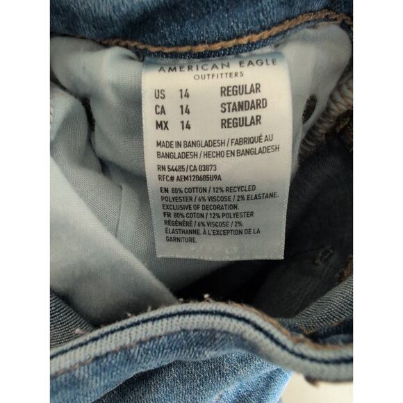 American Eagle Jeans Women Size 14* (32x30) Super Hi-Rise Flare Medium Wash - Picture 6 of 10
